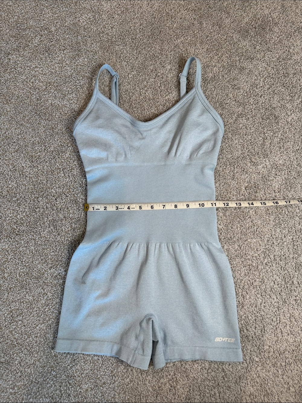 Bo + Tee Light Blue Seamless Romper Bodysuit - Picture 4 of 5
